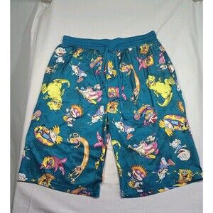 Men's Teal Green Rugrats Nickelodeon Drawstring Shorts 30" Waist